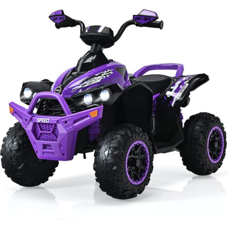 COSTWAY 12V Quad Elettrico per Bambini, Auto Elettrica Cavalcabile con Luci LED Musica e Pedale, 2,2-4,3 km/h, Quad Regalo per Bambini 3-8 Anni (Viola)