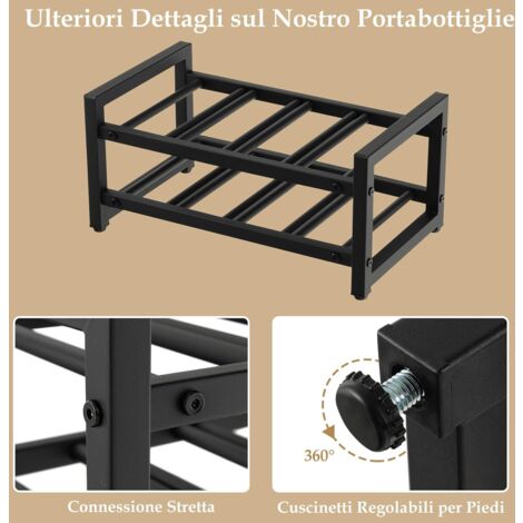 TONLEA Portabottiglie Da Banco In Metallo | Set Da 2 | Organizer Salvaspazio Per Cucina E Dispensa | Per 2 Bottiglie Di Vino | Design Elegante Nero