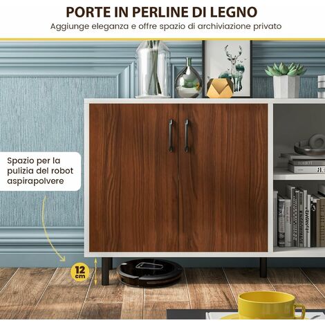 COSTWAY Credenza Buffet da Cucina, Armadio Buffet Moderno con Porte e  Scomparti Aperti, Armadio da Cucina