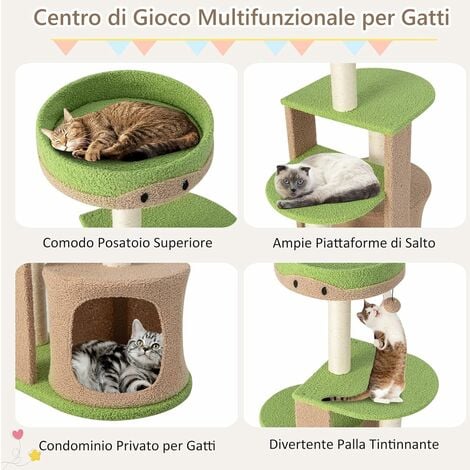 PawHut Albero Tiragraffi per Gatti Adulti e Gattini a Forma di