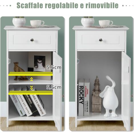 OHMG Armadio Da Bagno Stretto 20x15x80 Cm – Mobile Indipendente Con Ripiano Aperto, Bianco