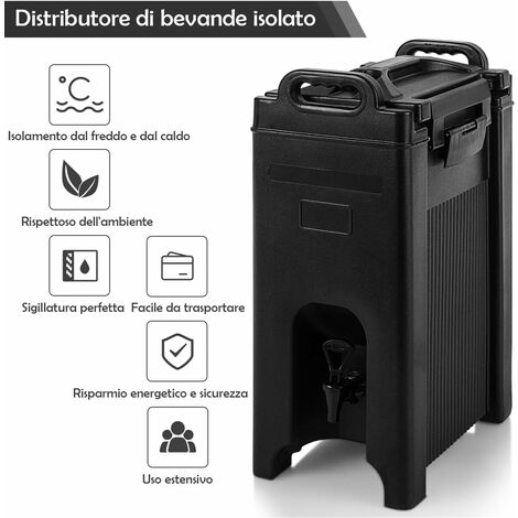 COSTWAY Distributore di Bevande Isolante, Distributore Portatile di Bevande  con Guscio a Doppia Parete Senza Cuciture