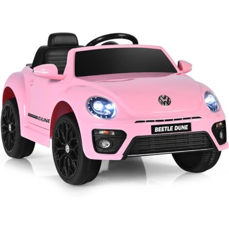 COSTWAY 12V Volkswagen Macchina Elettrica per Bambini, Auto Maggiolino con Telecomando Luci Musica Doppia Porta, Fino a 5km/h, 3-8 Anni (Rosa)