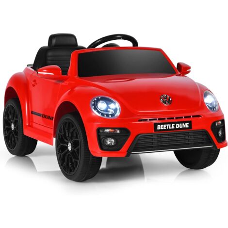 COSTWAY 12V Volkswagen Macchina Elettrica per Bambini, Auto Maggiolino con Telecomando Luci Musica Doppia Porta, Fino a 5km/h, 3-8 Anni (Rosso)