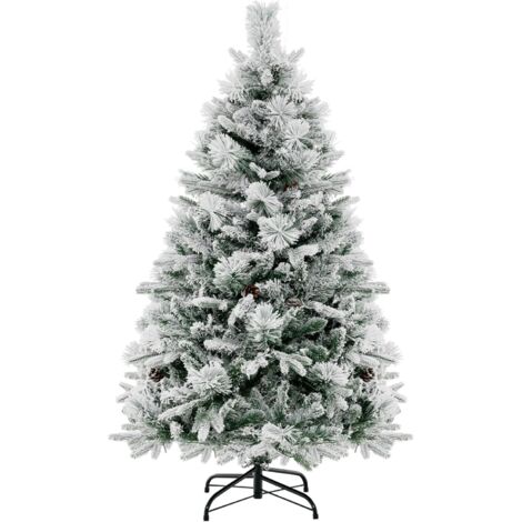 HENGMEI Albero di Natale Artificiale con Luci 150 cm Effetto Neve LED Abete con Supporto Decorazione Natalizia (150 cm 180 Luci