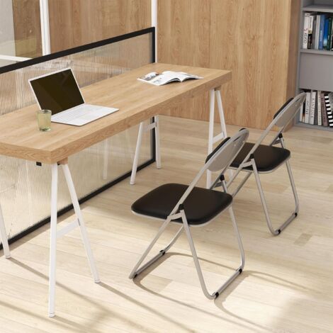Sgabello Pieghevole Bianco Rotondo In Metallo Con Seduta Imbottita - Diva Home - Nuovo