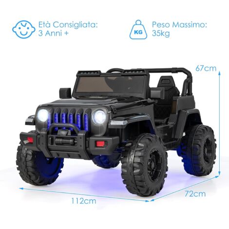 Auto Elettrica Per Bambini Jeep 12V – Con Telecomando 2.4G, Luci LED, Musica Bluetooth, Carico Max 30 Kg, Grigio - 4
