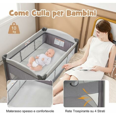 COSTWAY Lettino Neonato Box Bambini con Culla e Fasciatoio
