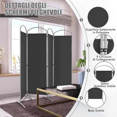 Paravento NOOR Pieghevole In Vimini - Divisorio Interno/Esterno - 3 Ante (150x180 Cm) - Legno Di Pino - 4