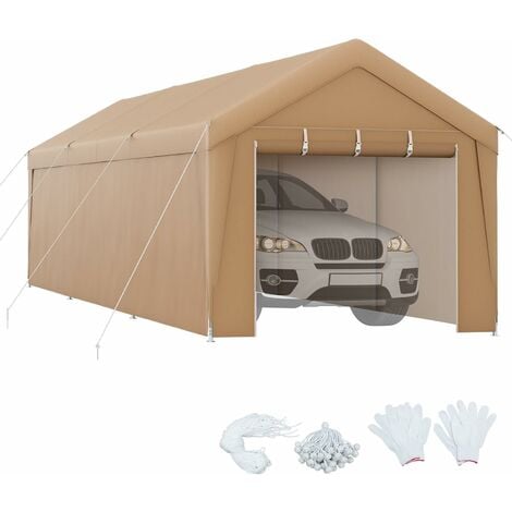 COSTWAY Gazebo Tenda per Posto Auto da Esterno, Carport Tenda Impermeabile  in Metallo, Tendone Garage per