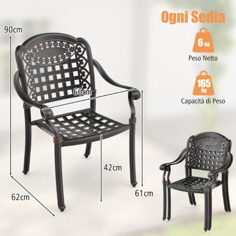 2 pz Sedia da Giardino | Sedie da Bistrot in Alluminio Pressofuso Bianche CFW55857 | Leroy Merlin