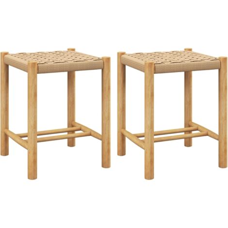 COSTWAY Set di 2 Sgabelli Intrecciata in Carta, Sgaballi Poggipiedi in Legno, Fino a 150 kg, 36 x 36 x 45 cm