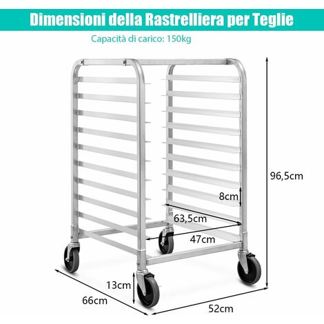 Carrello distribuzione materiale ospedaliero: realizzato in acciaio inox  con due ripiani e ruote piroettanti (95 x 55 x 95 cm)