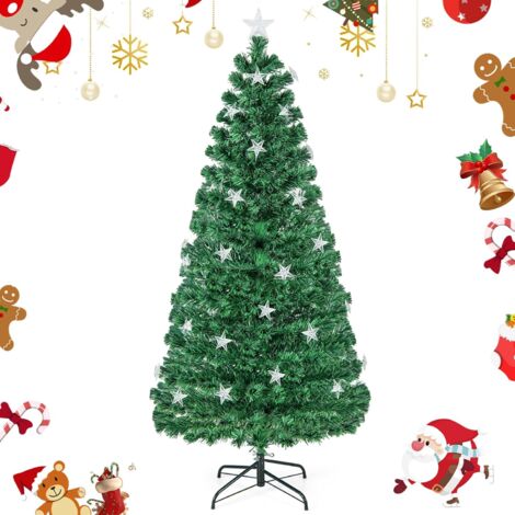 RELAX4LIFE Albero di Natale 120/150/180/210 cm, Luci in 2 Colori, 11 Modalità di Illuminazione, Albero di Natale con Rami Forti, Base in Metallo, Decorazione natalizia per Casa e Negozio (210 CM