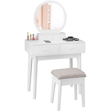 didian Toeletta,Mobile da Trucco A LED,Rotondo Specchio Abito Trucco,2 Tavolo da Trucco con Cassetti,Tavolo da Trucco per Ragazza,Mobili da Camera da Letto-A 80x40x120cm 31x16x47inch