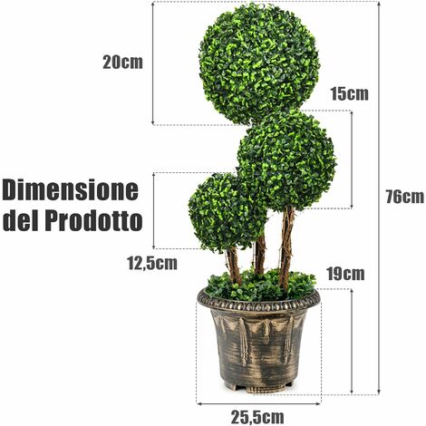 COSTWAY Albero Artificiale a 2/3 Sfere 90/120 CM, Pianta