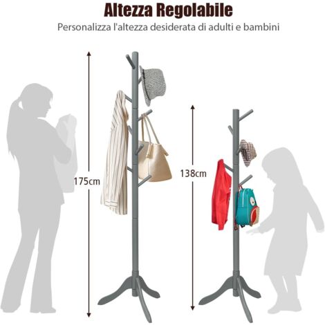 Costway Attaccapanni Da Terra Con 12 Ganci, Appendiabiti Da Ingresso - 4