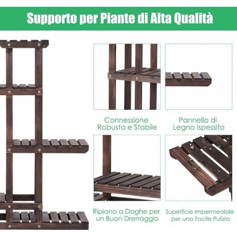 Scaffale Per Piante In Legno Da 1 Pezzo, Supporto Per Piante Da Pavimento,  Scaffale Per Vasi Da Fiori Per Interni Ed Esterni, Scaffale Per Piante In  Legno, Portavaso Per Balcone, Prato, Patio