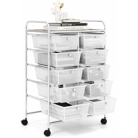 Carrello porta frutta tidy tortora e bianco in resina con ruote 3 cestelli