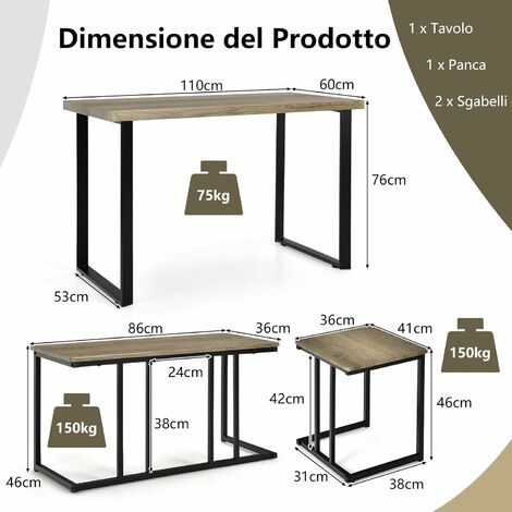 Il numero 1 del risparmio-SET 3 PEZZI TAVOLO PIEGHEVOLE DA CUCINA E 2  SGABELLI SALVASPAZIO