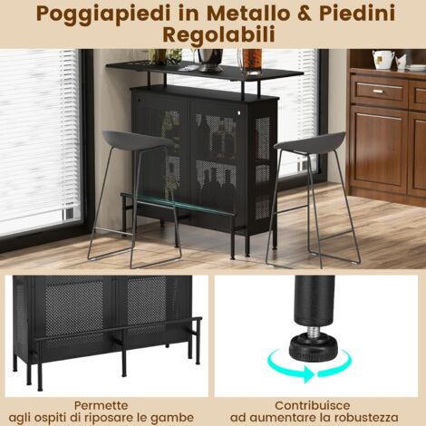 VEDECASA Portabottiglie Angolare A 5 Ripiani – Con Supporto Per Bicchieri E Mensole, Legno E Metallo - 2