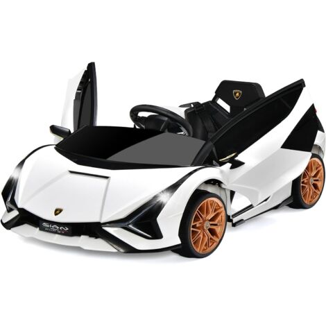 COSTWAY Macchina Elettrica Lamborghini per Bambini da 12V, Veicolo Elettrico con Luci LED MP3 Telecomando, Fino a 5km/h, 3 Anni (Bianco)
