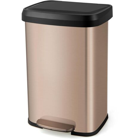 COSTWAY Bidone per Pattumiera da 50 L, Pattumiera da Cucina con Pedale, Coperchio e Scomparto Deodorante, Ideale per Casa Ufficio, Rosa Dorato/Argento (50L, Rosa dorato)