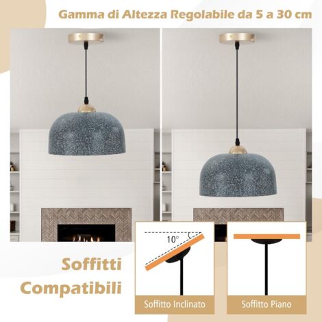 Lampadario Sospensione Industriale Vintage Oro Rosa 23 Cm - Soffitto In Metallo Per Cucina, Sala, Camera, E27 - 5