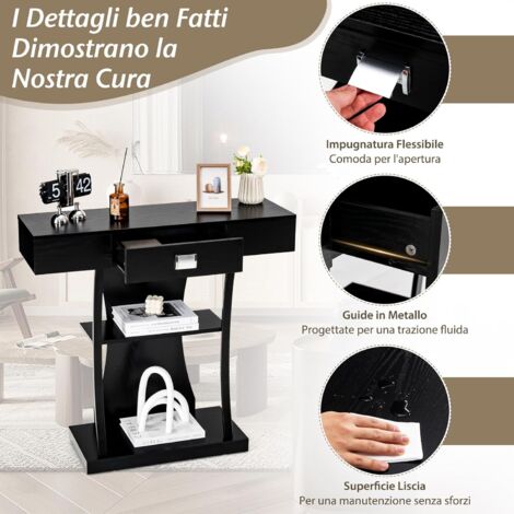 Mobiletto Porta TV Sospeso Extra-Large con 2 Ante e 2 Ripiani Aperti, Bianco | Aosom Italy