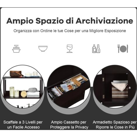 ChooChoo Armadietto Da Parete Per Bagno Set 2 Pezzi - Nero, 61x53x21.8 Cm, Con Ripiani Regolabili E 2 Ante - 6