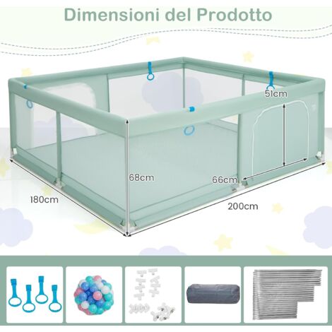 Parco Bambini In Tessuto Oxford, 120x160x66 Cm, Grigio Scuro, Con Sacchetto Portaoggetti, Per Interni E Esterni, Stabile E Traspirante