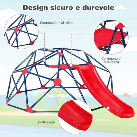 COSTWAY Cupola di Arrampicata con Altalena, Struttura per Arrampicata per  Interno ed Esterno con Portata di 363 kg, Parco Giochi per Bambini da 3 a  10 Anni – Giochi e Prodotti per l'Età Evolutiva