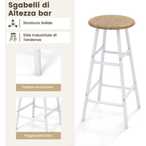 HOMCOM Set 3pz Tavolo Rettangolare e Sgabelli da Bar Bianco Nero