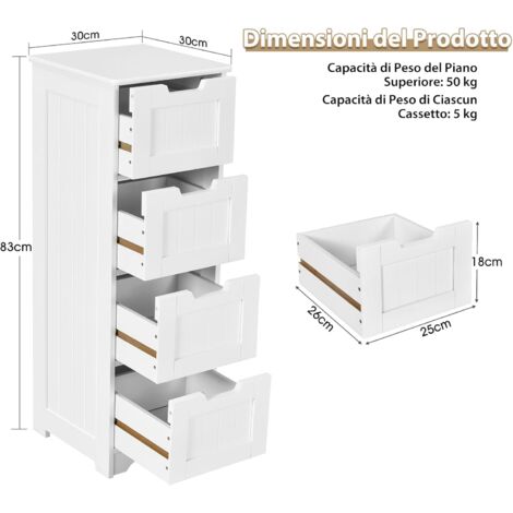 COSTWAY Cassettiera 5 Cassetti In Tessuto – Mobile Salvaspazio 100x30x53,5 Cm Per Camera Da Letto, Bagno, Ingresso, Nero/Grigio