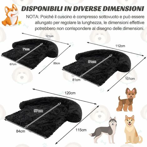 COSTWAY Cuccia per Cani in Peluche, Tappettini da Letto per Cani con Fondo  Antiscivolo, Copertura Rimovibile e Lavabile, Cuscino Morbido (L, nero)