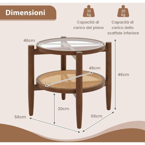 Tavolino Rotondo In Legno Di Acacia 70 Cm - Tavolo Da Caffè Per Giardino E Patio