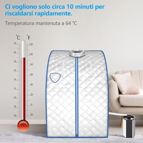 Sauna A Vapore Portatile COSTWAY 1000W - Con Telecomando, Sedia E Timer 15-90 Minuti, Grigio - Foto 7