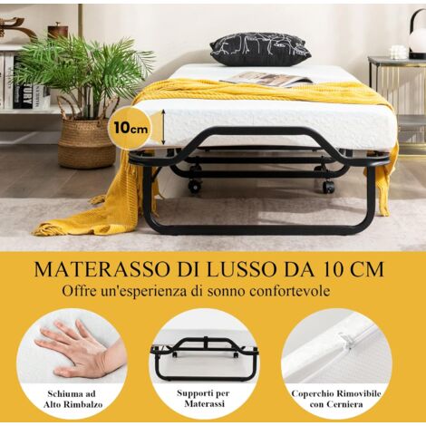 COSTWAY Brandina Pieghevole con Materasso in Schiuma, Lettino
