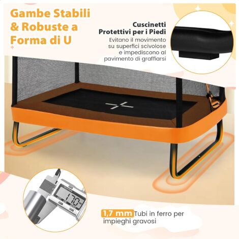 Trampolino Elastico Per Bambini 3-6 Anni COSTWAY - Con Manubrio, Sicurezza Senza Gap, Portata 100 Kg
