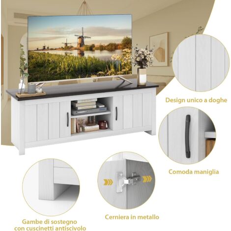 MOBILE PORTA TV IN LEGNO BOMBATO SHABBY CHIC 2 ANTE 2 VANI MOD VENEZIA BICOLORE BIANCO MOBILE PORTA TV IN LEGNO BOMBATO SHABBY CHIC 2 ANTE 2 VANI MOD VENEZIA BICOLORE BIANCO