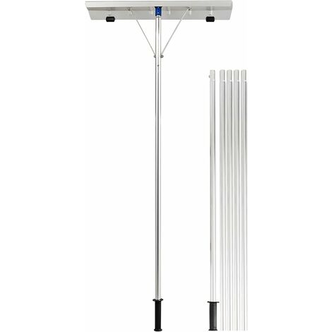 Rastrello Paesaggistico Colwelt 24 Denti In Alluminio, Largo 61cm, Manico 174cm, Per Ghiaia, Spiaggia E Prato
