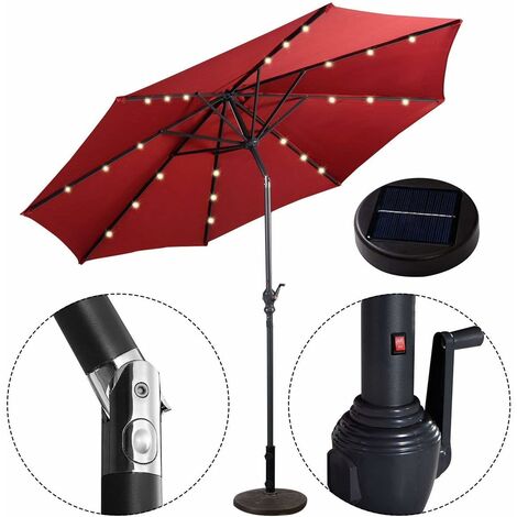 Ombrellone Da Giardino Doppio 450x260 Cm - Con 48 Luci LED, Manovella, Per Piscina E Cortile, Rosso - Foto 12