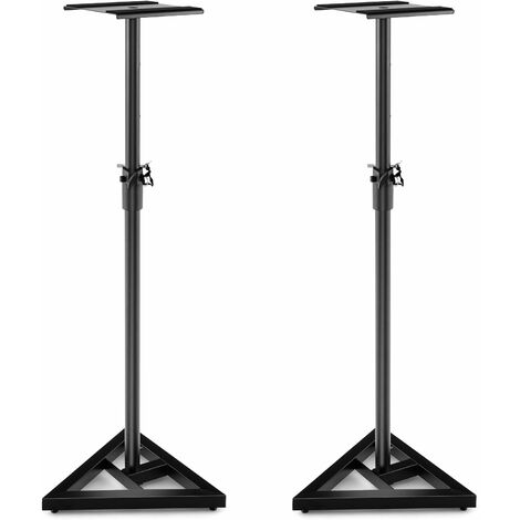 COSTWAY Supporti Regolabili in Metallo per Altoparlante da Terra, 2 Supporti per Casse con Base Triangolare Stabile, Adesivi Antiscivolo, Altezza Regolabile da 97-157 cm
