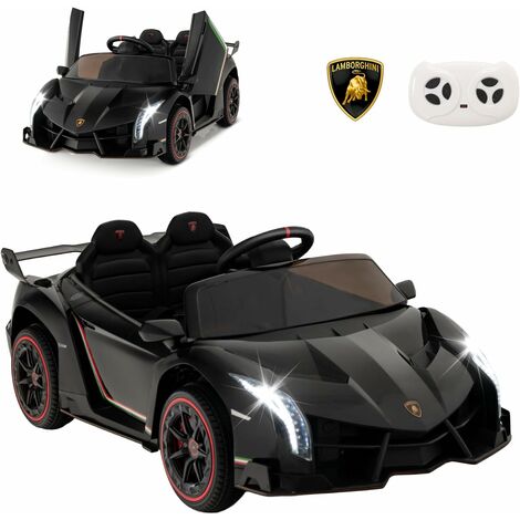 COSTWAY 12V Lamborghini Voiture Electrique Enfants avec Télécommande 2,4G, Véhicule Electrique avec Lumières LED & Musique, Mode Bascule, Démarrage Lent, Charge 30kg pour 3-8 Ans (Noir)
