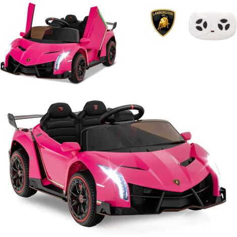 COSTWAY 12V Lamborghini Voiture Electrique Enfants avec Télécommande 2,4G, Véhicule Electrique avec Lumières LED & Musique, Mode Bascule, Démarrage Lent, Charge 30kg pour 3-8 Ans (Rose)