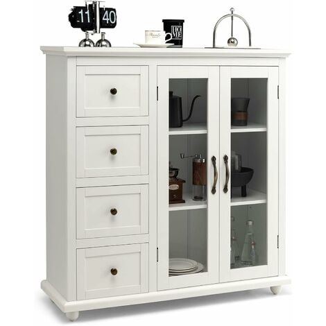 VASAGLE Mobile da Cucina, Credenza con 2 Scomparti e 2 Cassetti, Armadietto  con 1 Ripiano, per Sala da Pranza Soggiorno, 100 x 35 x 84,5 cm, Stile  Industriale, Marrone Vintage e Nero da SONGMICS