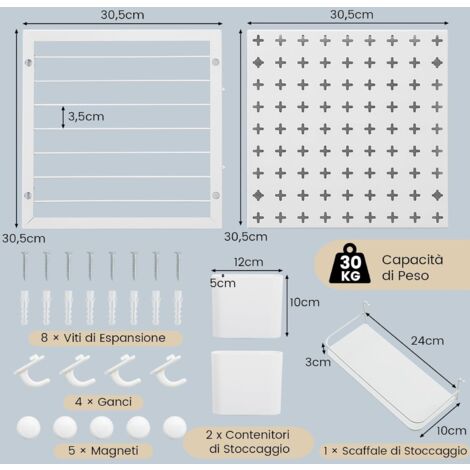 Pannello Forato Con Scaffale E Copertura Per Tubo Gas - Adesivo No Fori - Per Cucina E Camera - Foto 4