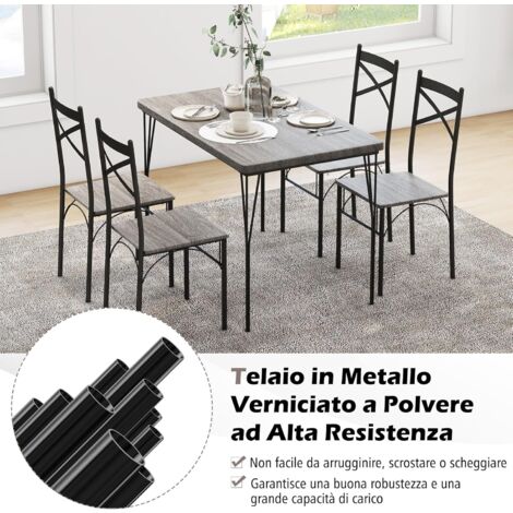 Outsunny Set da Esterni in Rattan PE con Tavolo e 4 Sedie Grigio