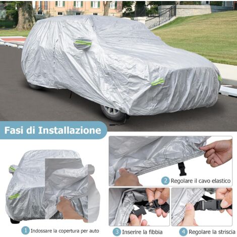 Copertura per Auto Copertura Universale Per Auto Adatta A Berlina Vagone Auto Protezione Impermeabile Per Tutte Condizioni Atmosferiche All'aperto Fodera Cotone Spessa Telo Copriauto da Esterno