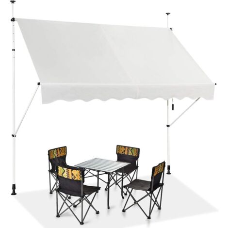 COSTWAY Tenda da Sole per Esterno, Tenda da Sole a Morsetto per Balcone con Struttura Telescopica e Tessuto Resistene ai Raggi Solari, Regolabile in Altezza e in Angolazione (200 cm, Beige) (1/5)
